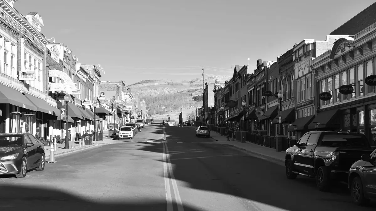 Main street of a small mountain town