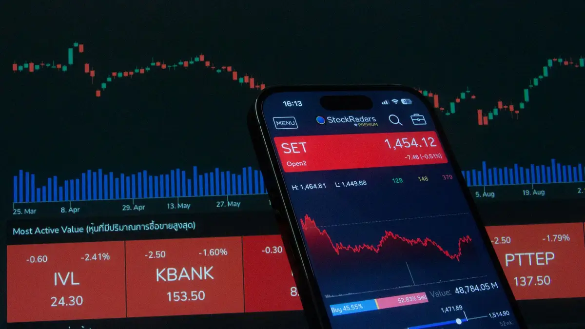 Stock market chart on a screen