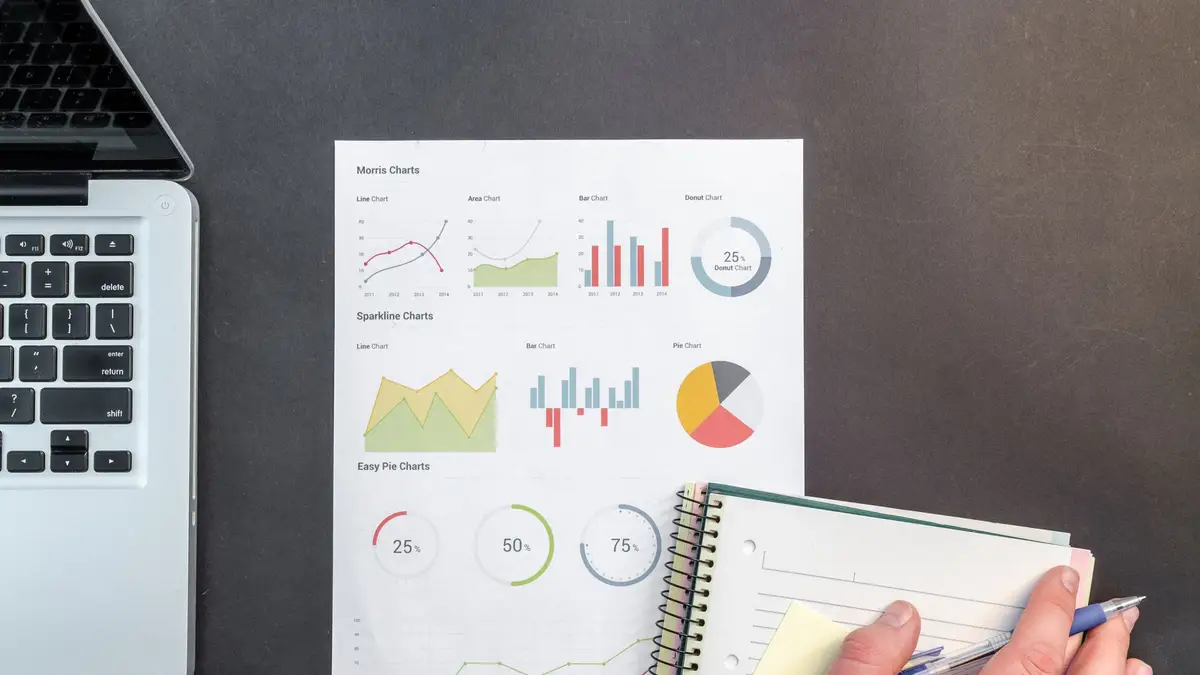 Financial planner reviewing charts on a laptop